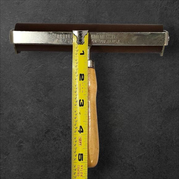 Vintage Speedball No. 66 Brayer 6" & Linoleum Cutter Tool w/ Box & Instructions - Picture 8 of 13